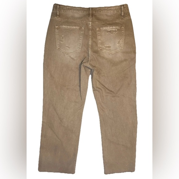 Vervet Jeans Women's Tan Size 30 Straight Vintage Crop Distressed Raw Hem 32x26 - Picture 2 of 8